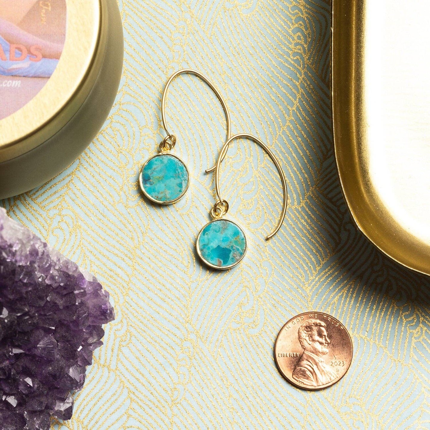 Turquoise 14K Gold Filled Drop Earrings