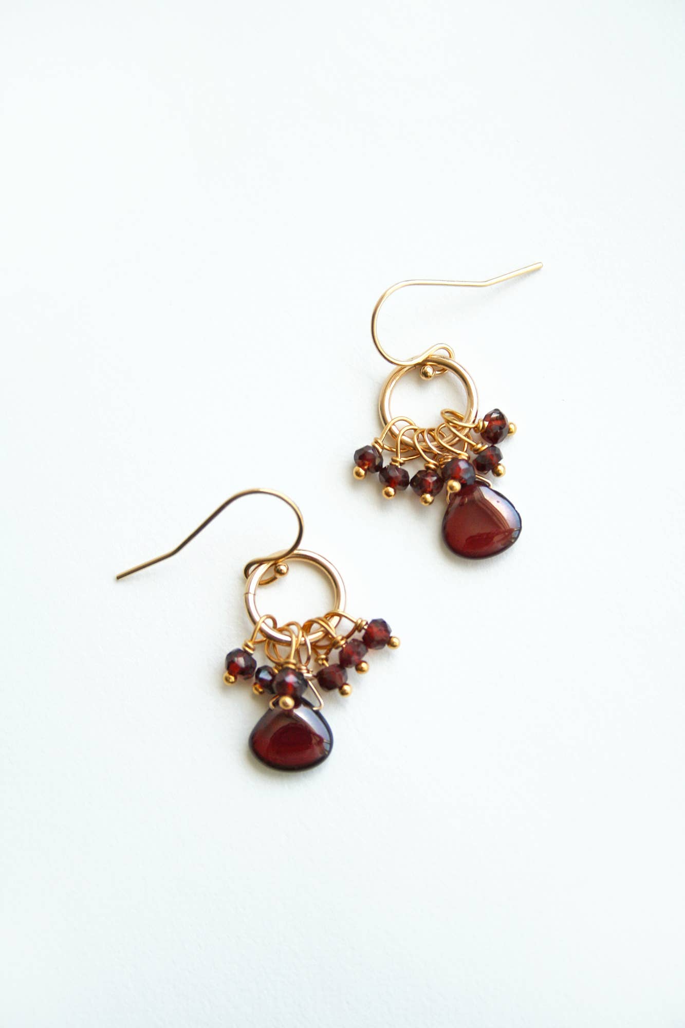 Petite Red Garnet Drop Earrings | Red Earrings