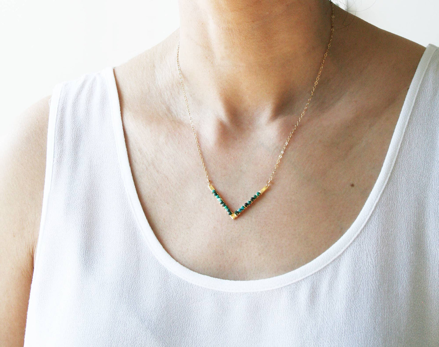 Turquoise Chevron Necklace | Summer Turquoise Necklace