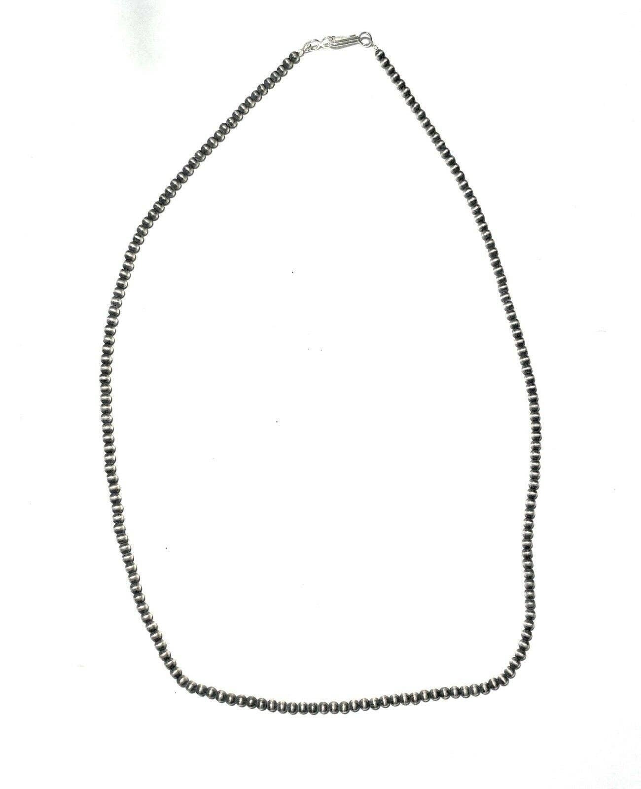 Navajo Pearls 3mm Sterling Silver Beaded Necklace