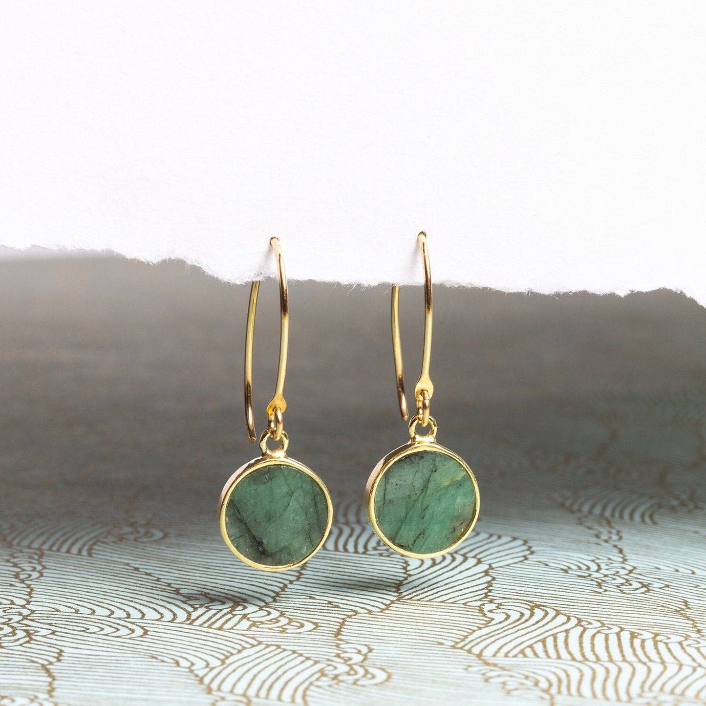 Emerald Gold Drop Earrings