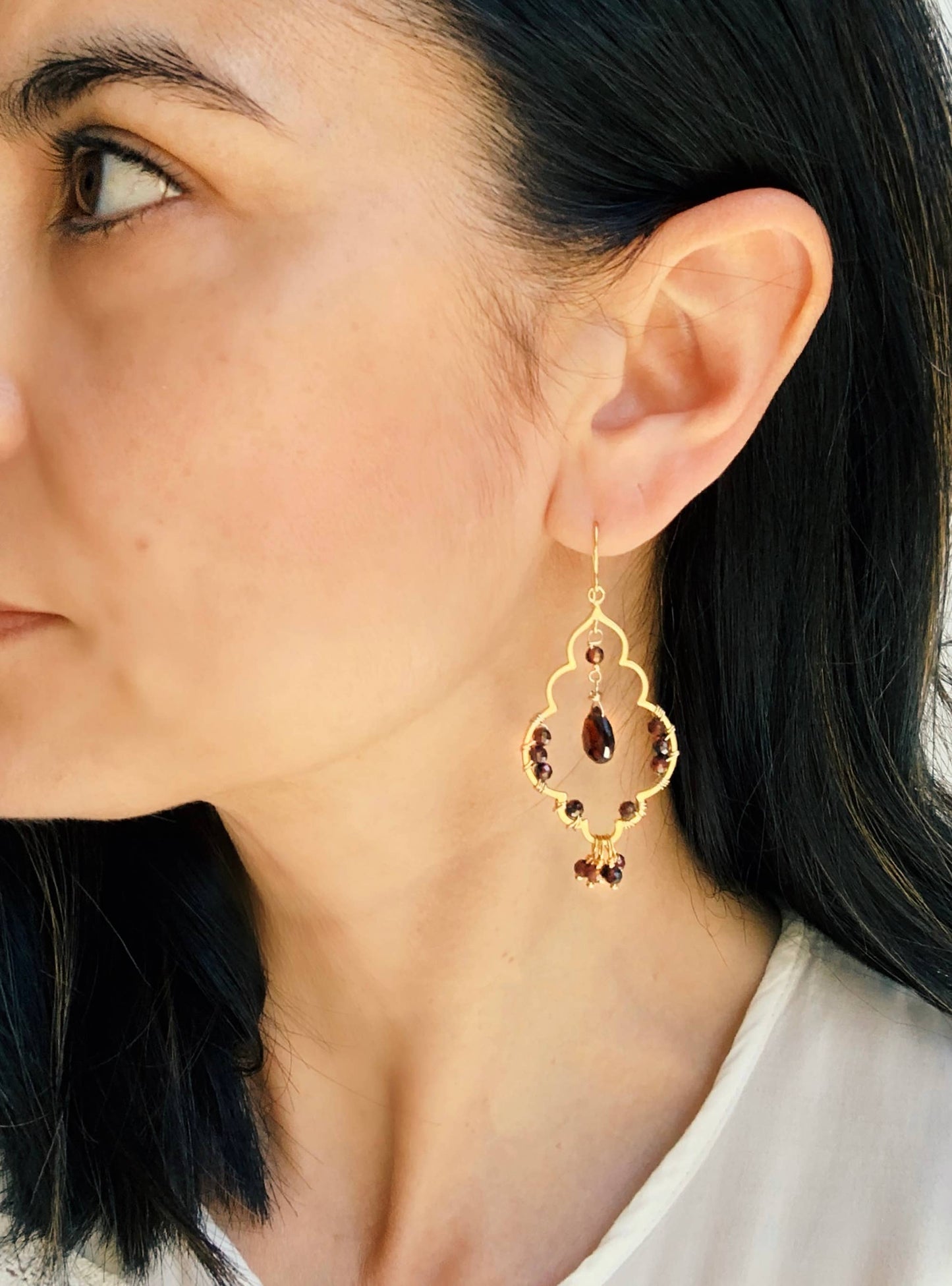 Moroccan Garnet Earrings | Chandelier Earrings