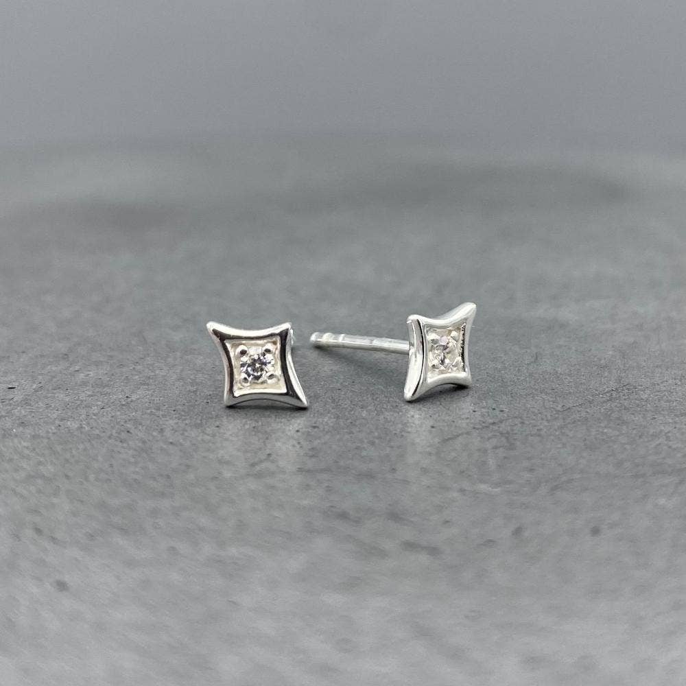 Pave Diamond Shape Studs