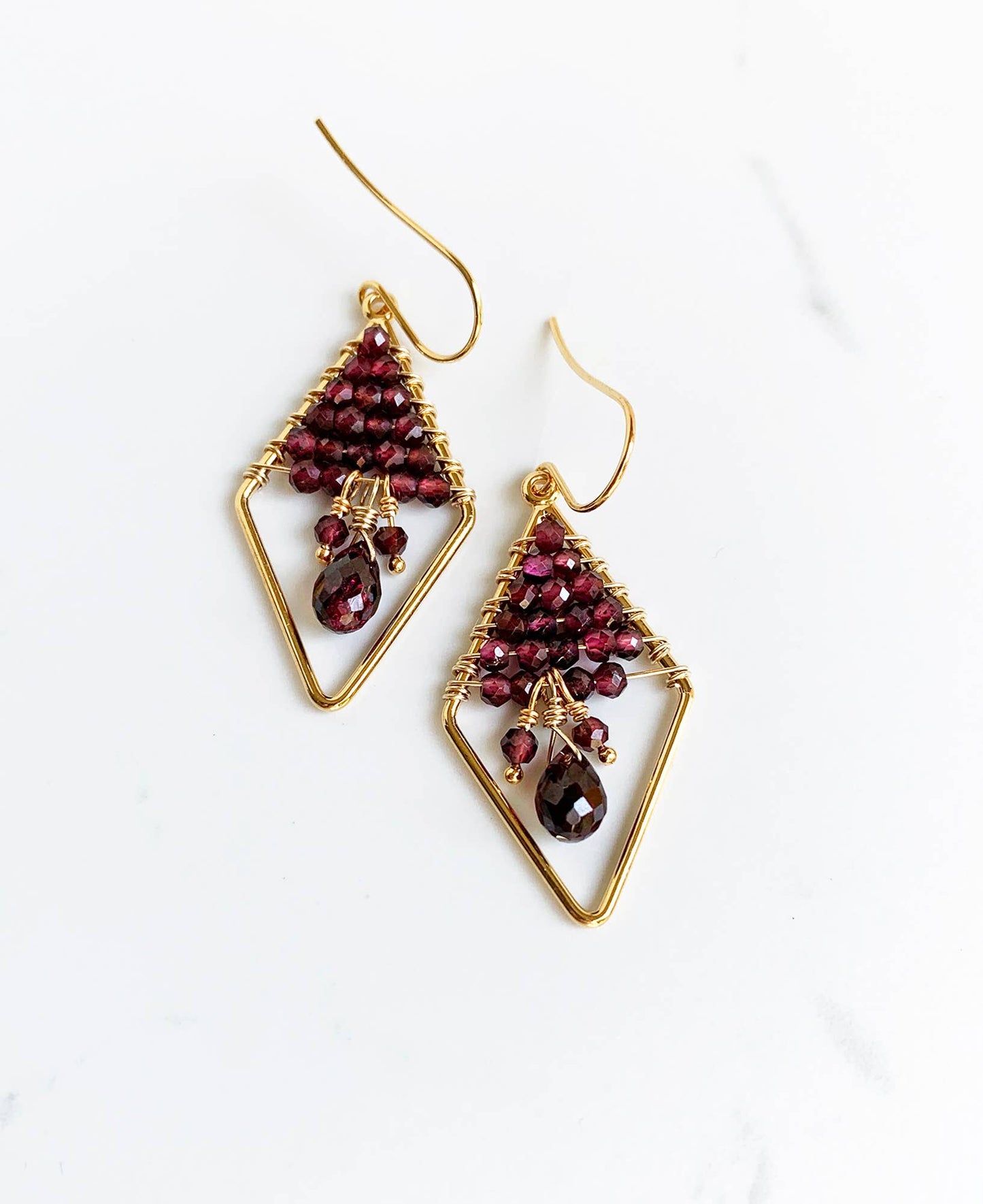 Garnet Rhombus Earrings