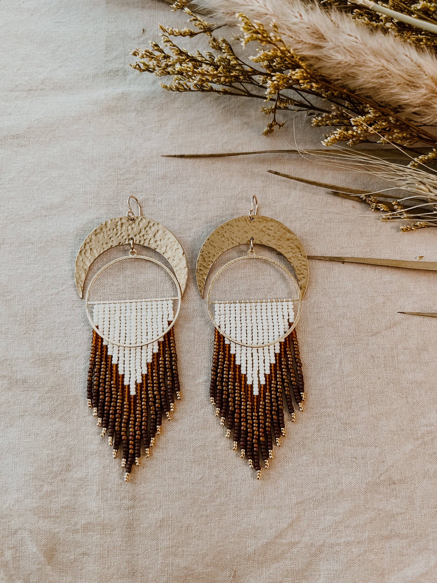 Japanese Beaded Earrings - Over the Moon Set - in topaz