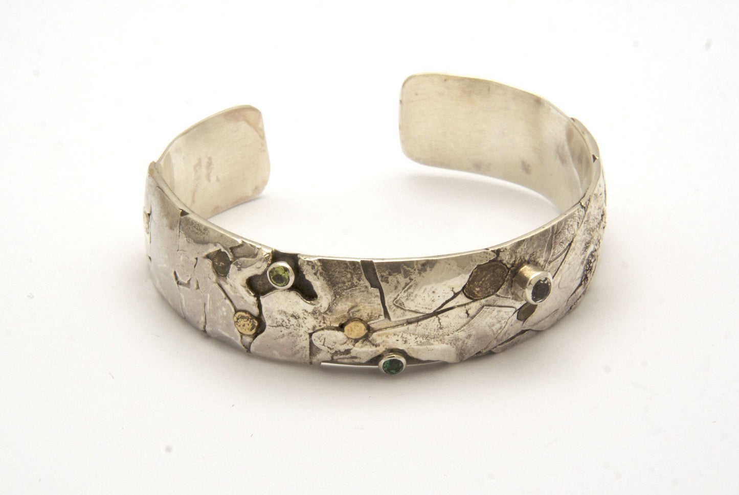 Sterling Silver Cuff Textured with Opal