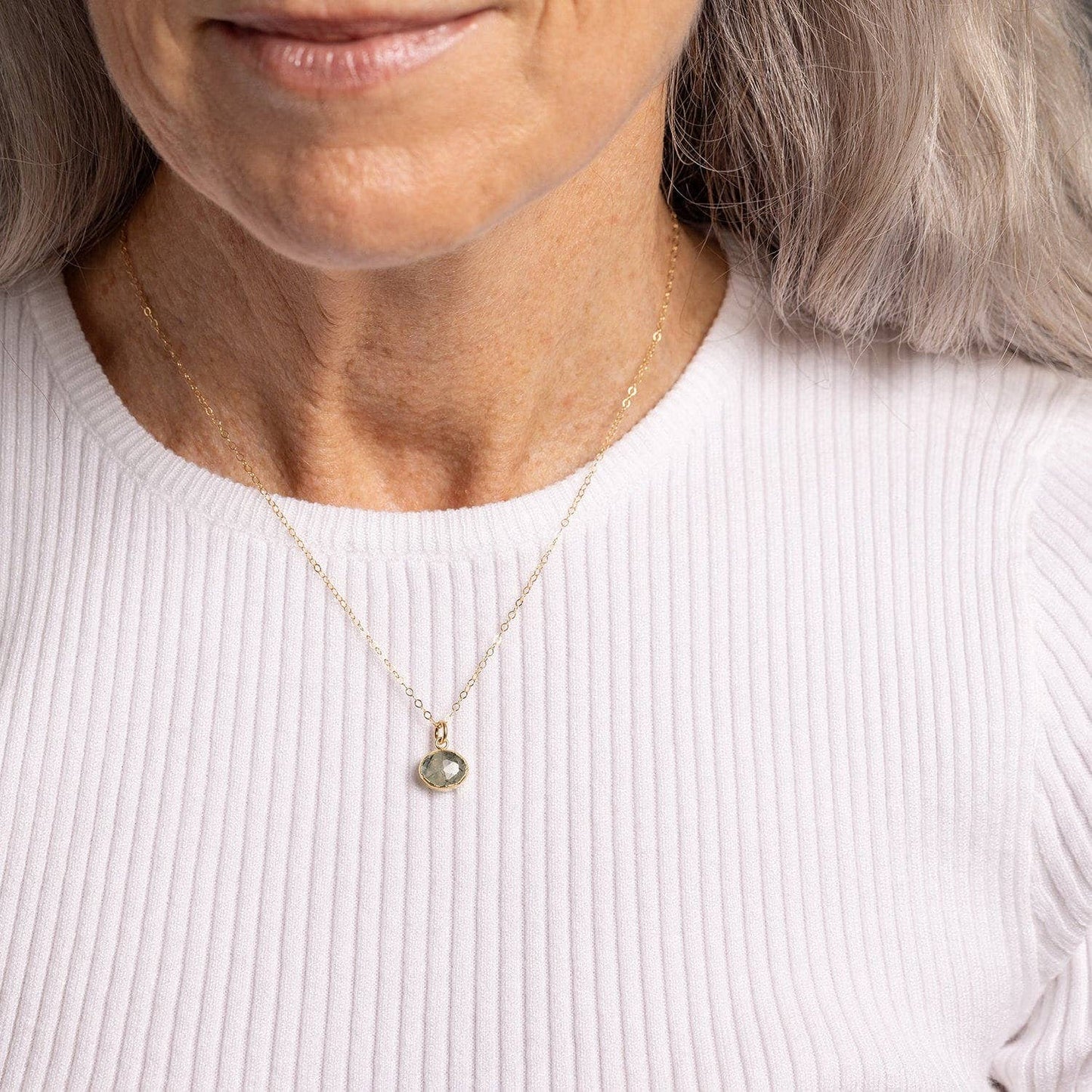 Prehnite Gold Oval Necklace