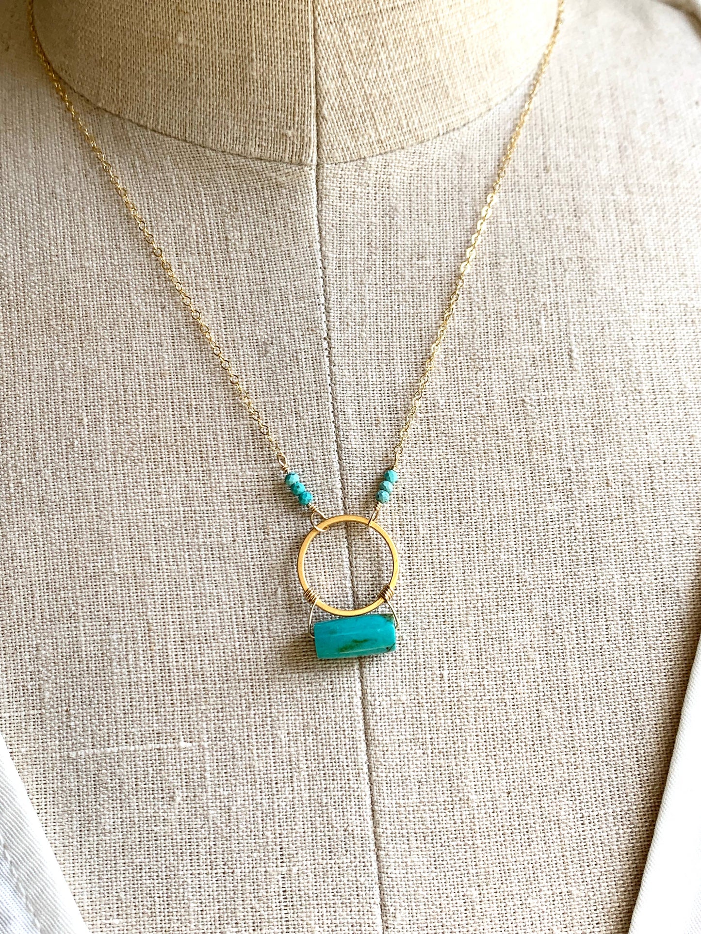 Turquoise Tube Necklace | Pendant Necklace