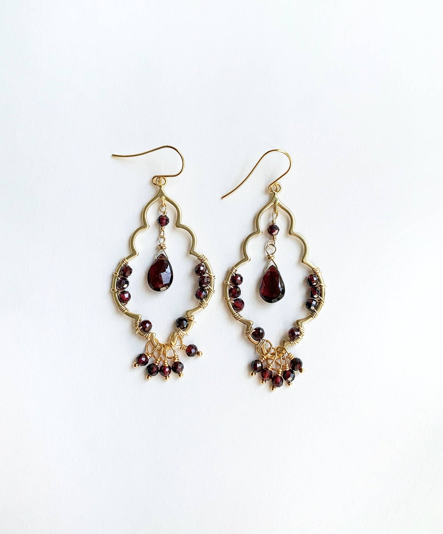 Moroccan Garnet Earrings | Chandelier Earrings
