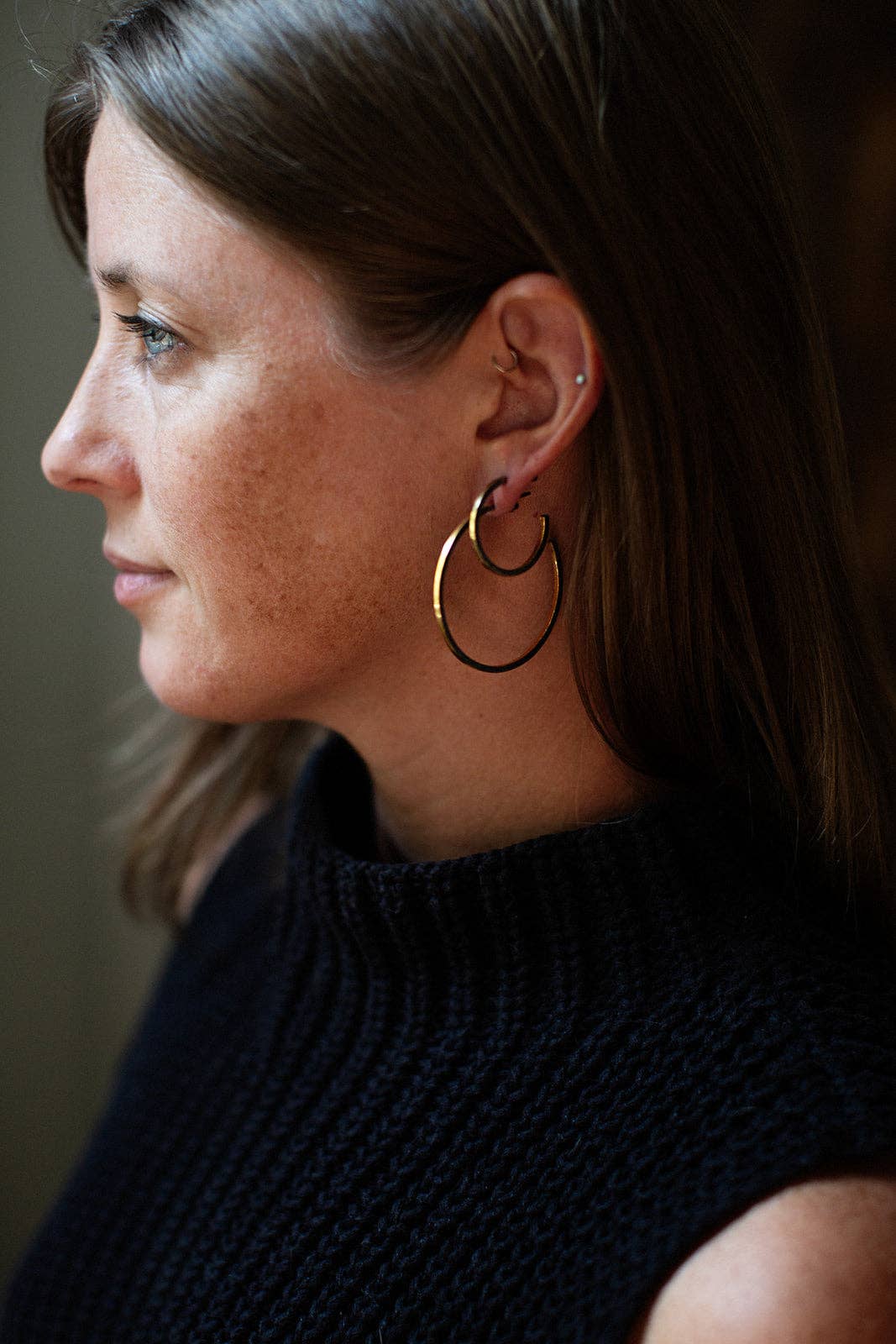 Sterling Silver Hoops - Squared Off Mixed Metal Oxidized