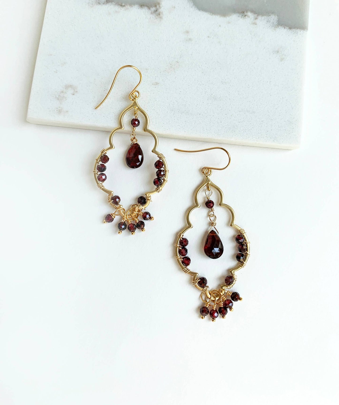 Moroccan Garnet Earrings | Chandelier Earrings