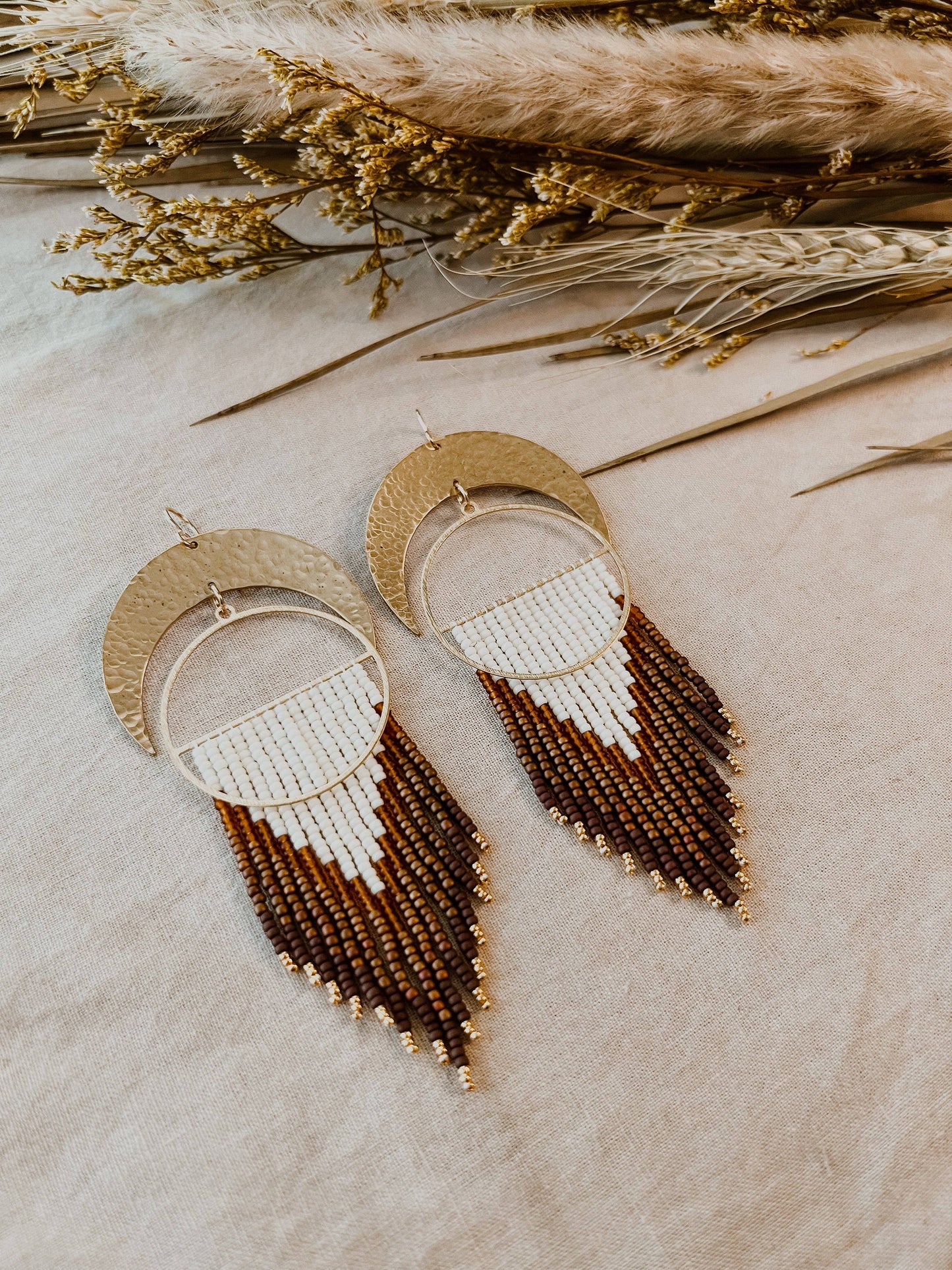 Japanese Beaded Earrings - Over the Moon Set - in topaz