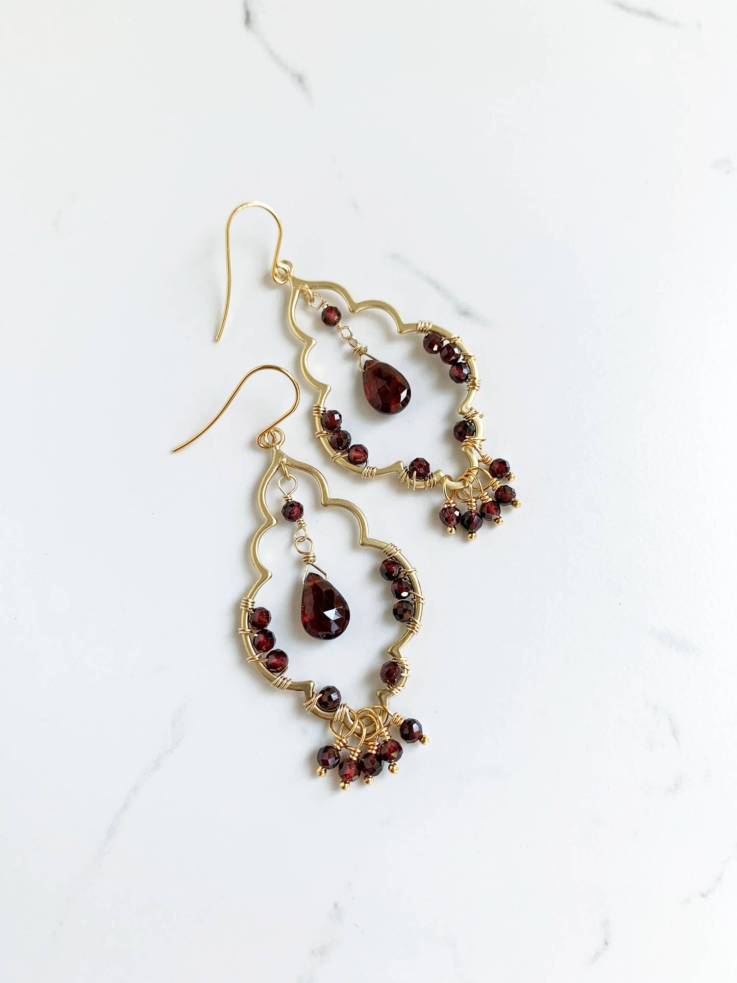 Moroccan Garnet Earrings | Chandelier Earrings