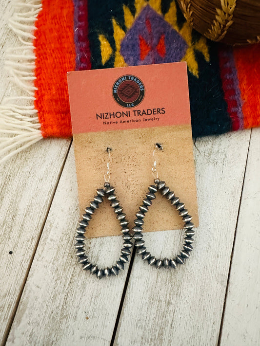 Navajo Hoop Earring Sterling Silver Pearl Dangle