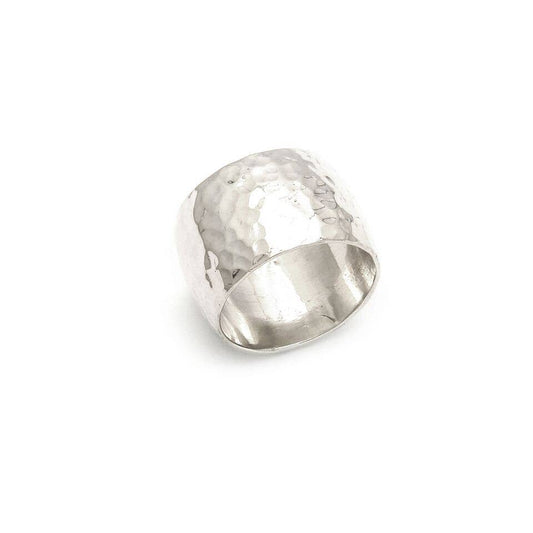 Sterling Silver Ring Hammered Cigar Band