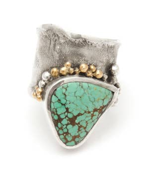 Sterling Silver Ring Reticulated with Turquoise