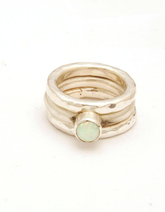 Opal Ring - Sterling Silver - Stackable Series