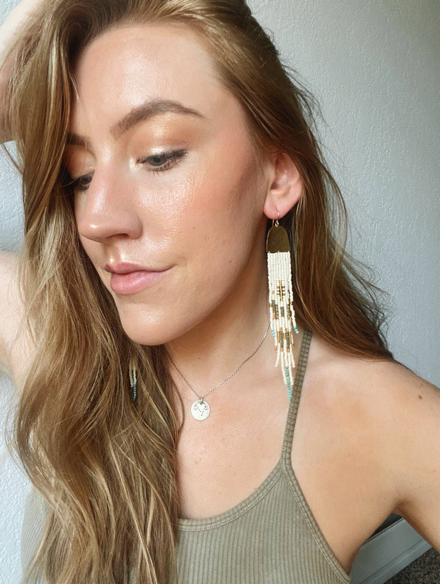 Japanese Beaded Earrings - Journey Set - in olive