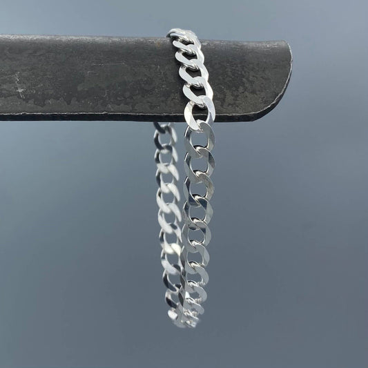 8mm Sterling Silver Curb Chain Bracelet