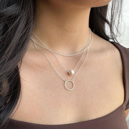 Pearl Slide Necklace Sterling Silver - 16-17"
