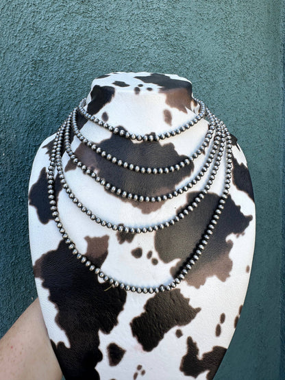 Navajo Pearls 4mm Sterling Silver Beaded Necklace 18"-20"