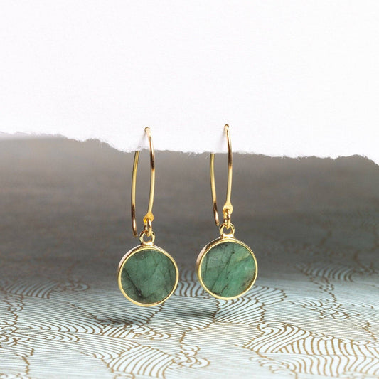 Emerald Gold Drop Earrings