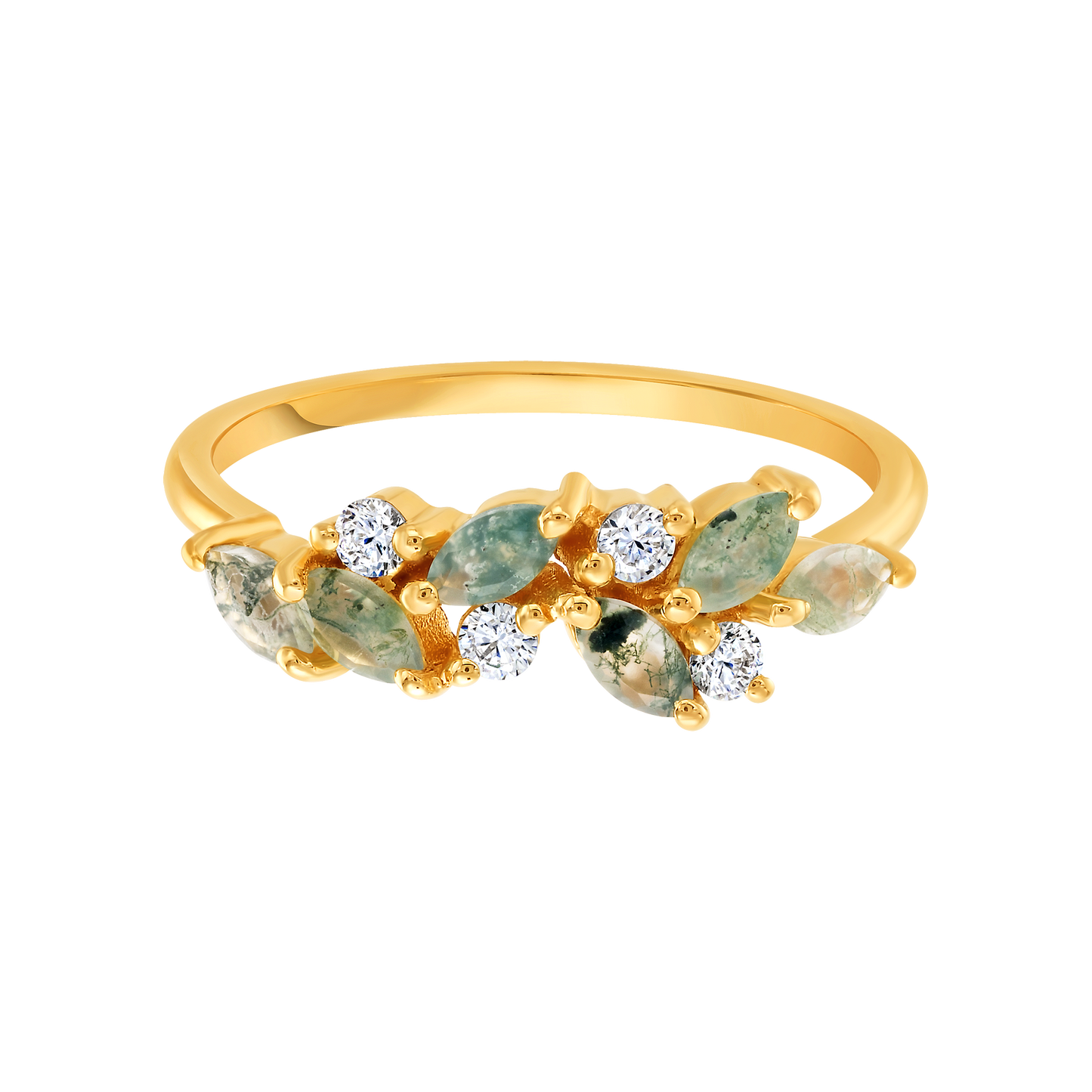 Yellow Gold Moss Agate & Topaz Orchard Ring