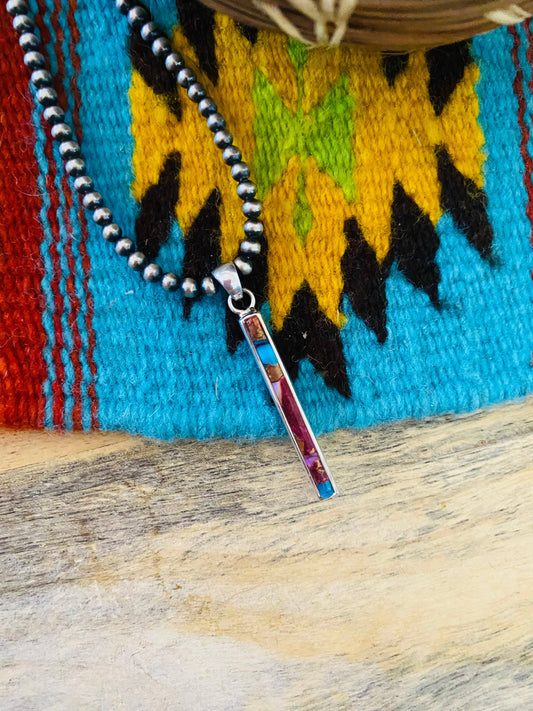 Navajo Pink Dream Bar Sterling Silver Pendant
