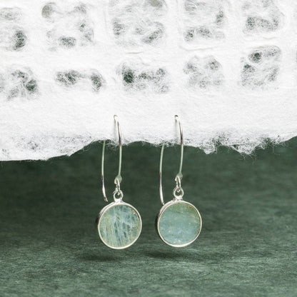 Aquamarine Drop Earrings 925 Sterling Silver Earwire