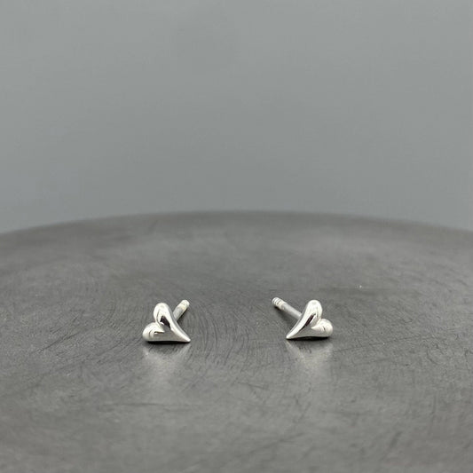 Silver Pointed Heart Studs