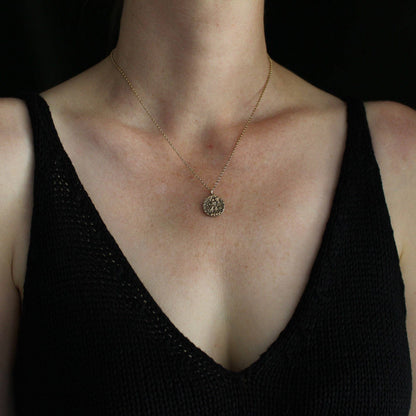 Zodiac Aquarius Necklace - Hand Carved Lost Wax Bronze