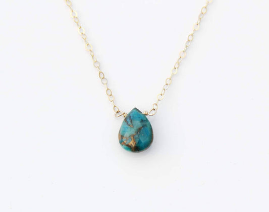 Peridot Drop Necklace - Sterling Silver - 16"-18"