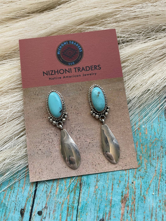 Navajo Sterling Silver Turquoise Dangle Earrings