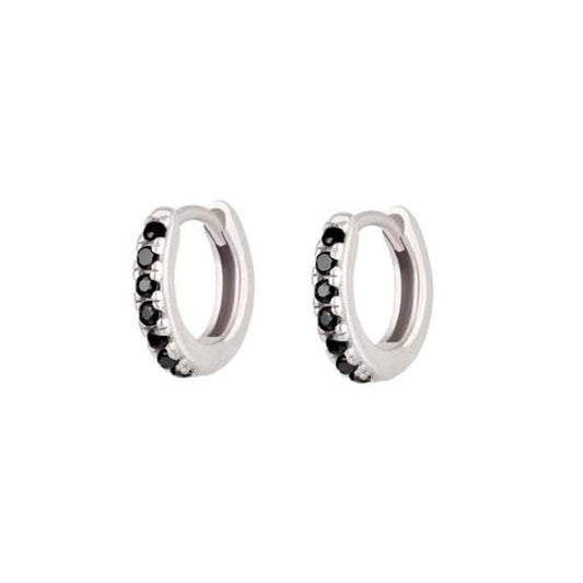 Pave Black CZ Huggie Hoops