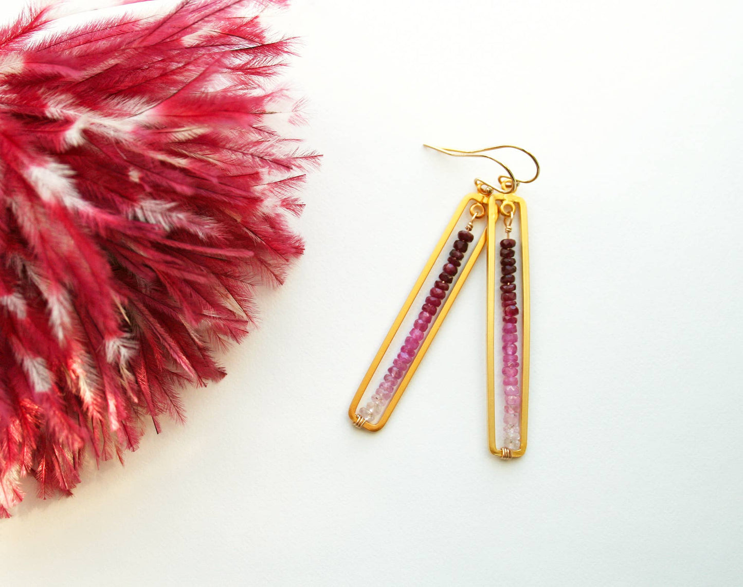 Ruby Bar Earrings | Statement Earrings