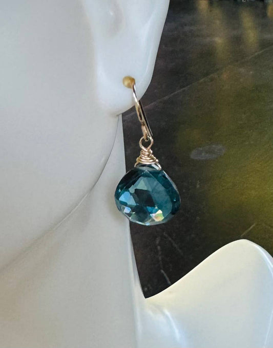 Blue Topaz Gold Earrings