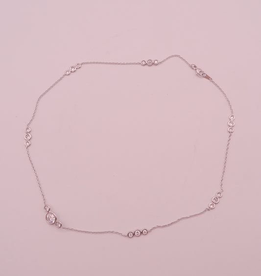 Diamond 7-Station Necklace - Platinum, 18"