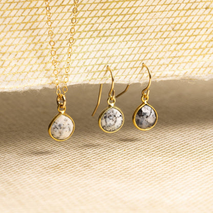 Dendrite Opal Necklace and Drop Earrings Matching Set