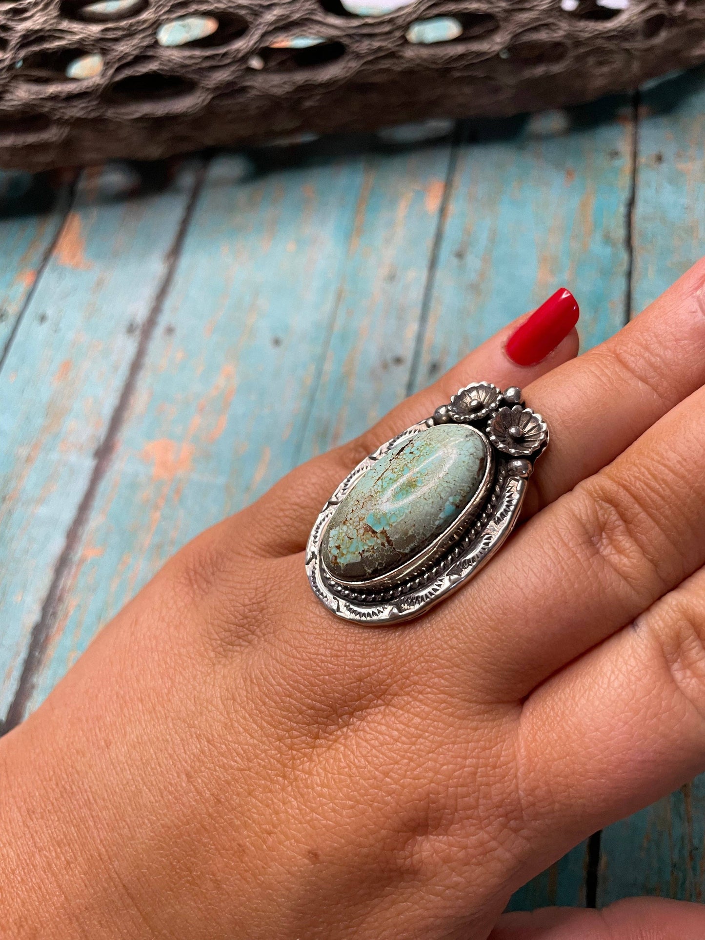 Navajo Turquoise Sterling Silver Size 8.5