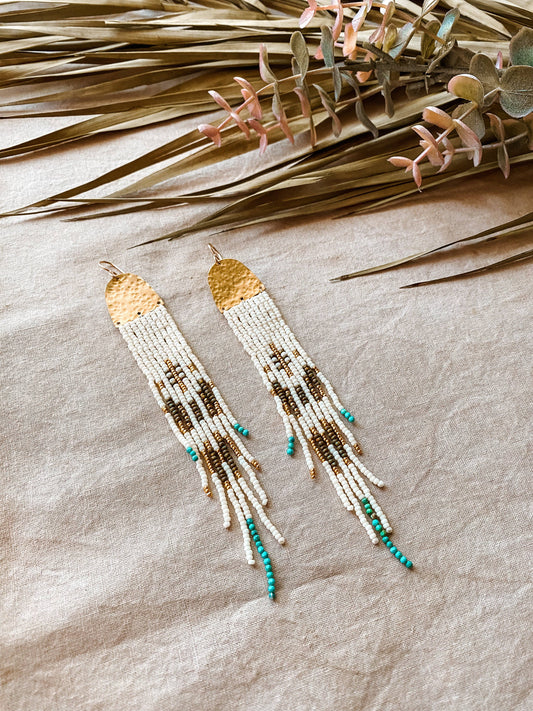 Japanese Beaded Earrings - Journey Set - in olive
