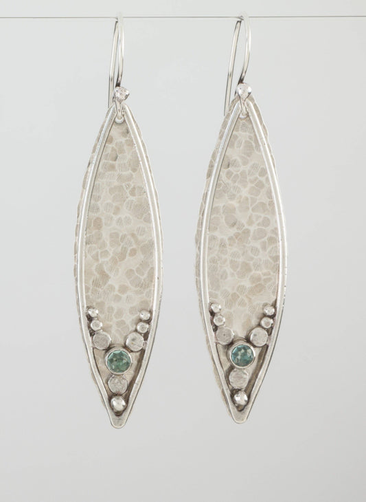Sterling Silver Leaves Earrings - 3m Peridot