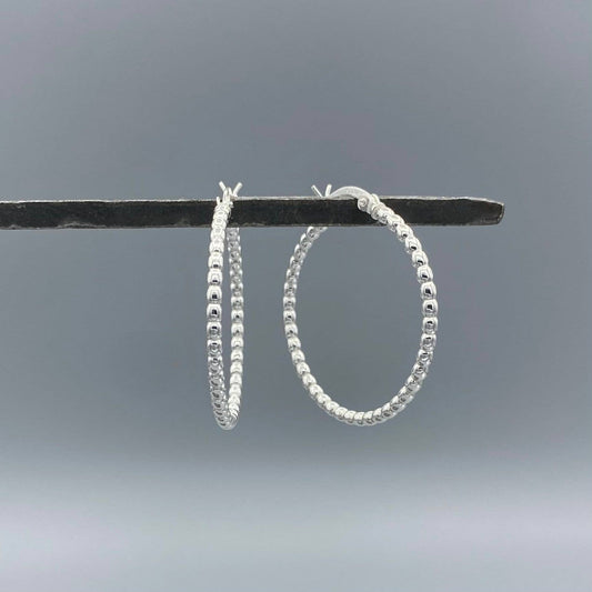 Sterling Silver Rice Bead Hoops French Lock