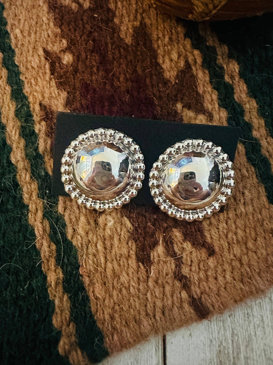 Navajo Sterling Silver Concho Stud Earrings