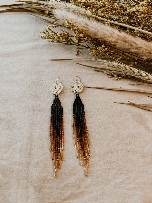 Japanese Beaded Earrings - Moon Glow Set - in topaz