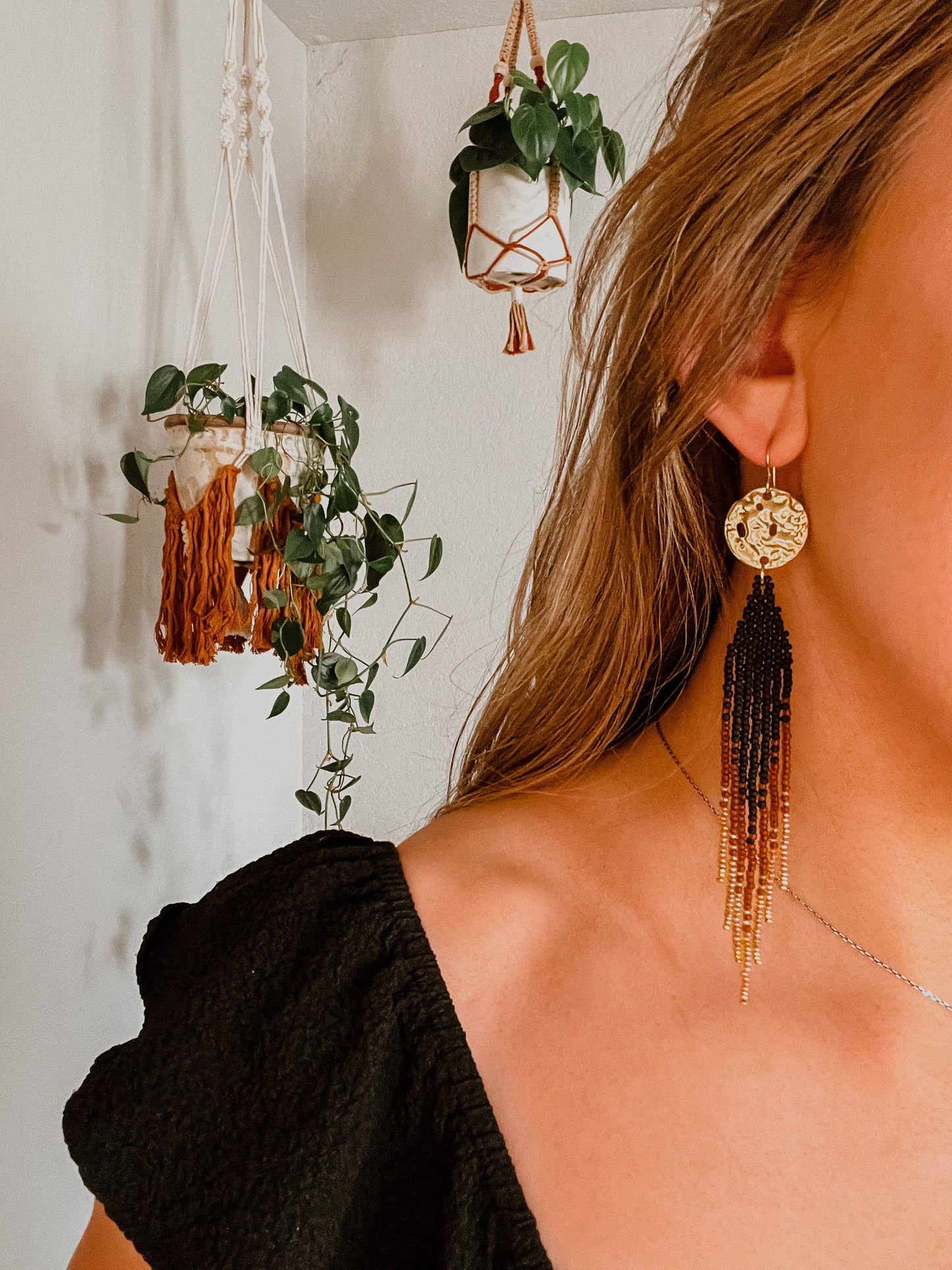 Japanese Beaded Earrings - Moon Glow Set - in topaz