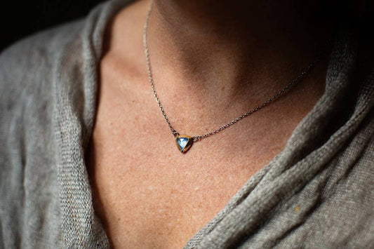 Kyanite Trifold Necklace - Sterling Silver and 24K Accent - 16-18"