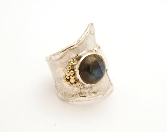 Sterling Silver Ring Reticulated with Labradorite