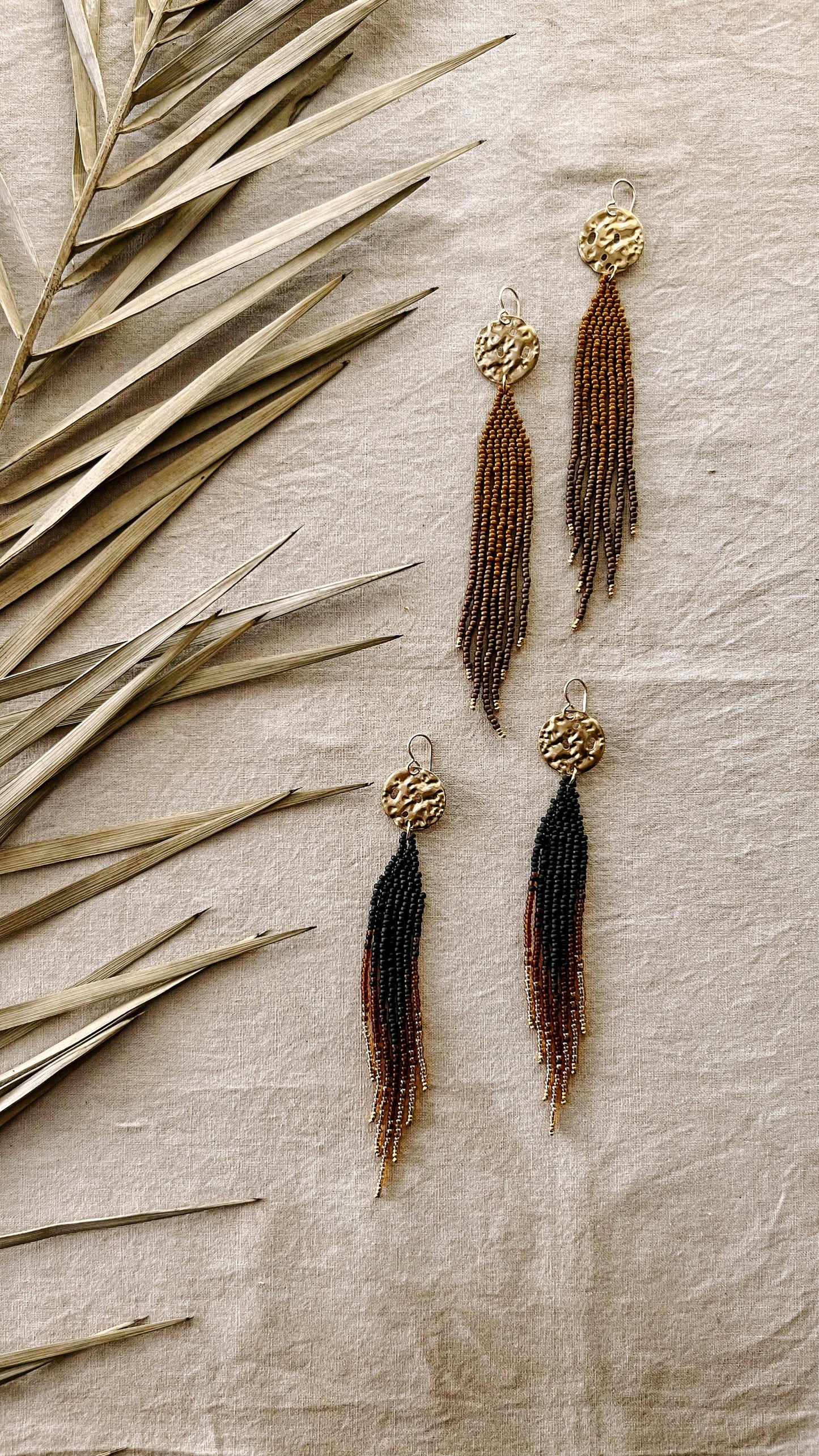 Japanese Beaded Earrings - Moon Glow Set - in topaz