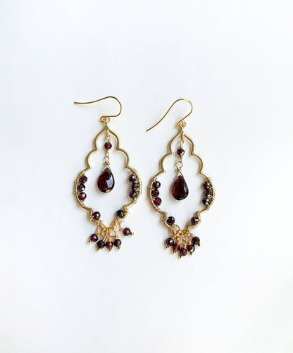 Moroccan Garnet Earrings | Chandelier Earrings