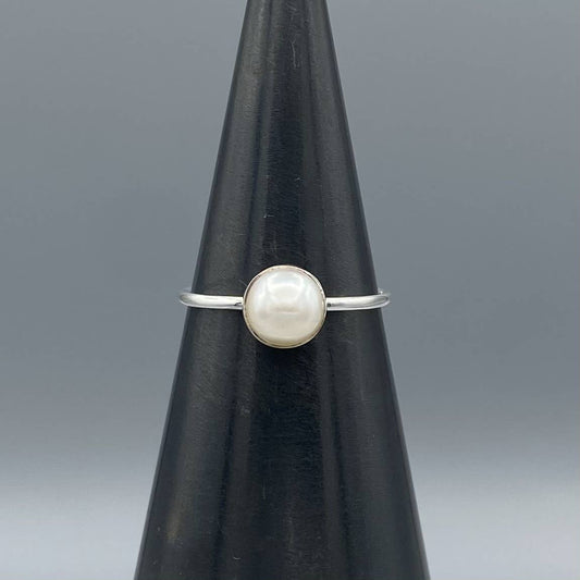 Pearl Ring Sterling Silver - Size 8